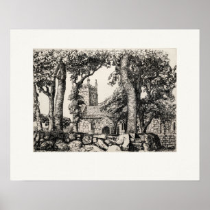 Sancreed Church Cornwall, Eleanor Hughes Nachdruck Poster