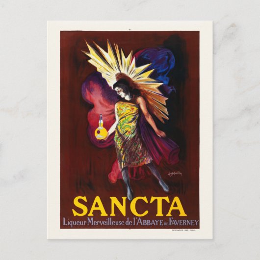 Sancta LiQueur France Vintage Poster 1925 Postkarte (Vorderseite)
