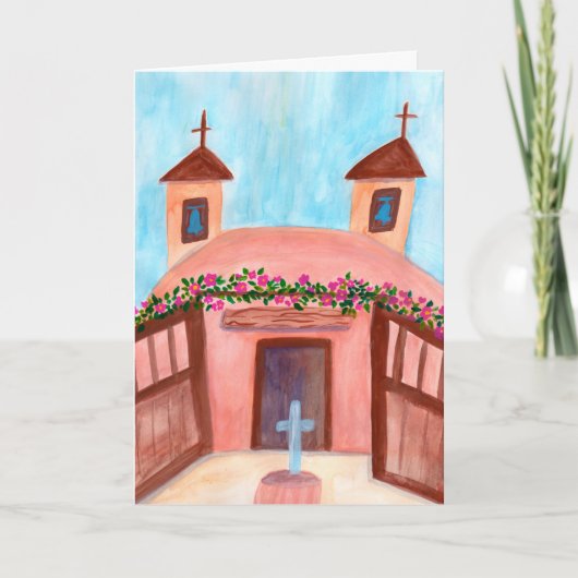 Sanctuario de Chimayo Watercolor New Mexico CUSTOM Karte (Vorderseite)