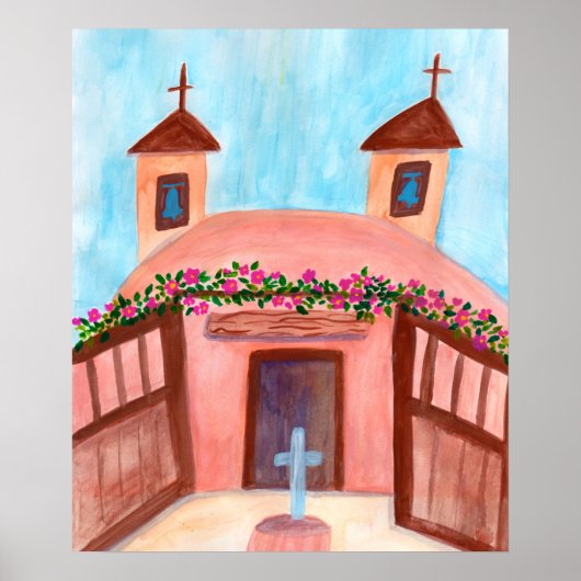 Sanctuario de Chimayo Watercolor New Mexico Poster (Vorne)