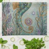 Sanctuary für schimmerndes Seepferd Geschirrtuch (Gefaltet)