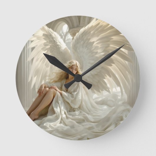 Sanctum of Wings - Engel in den Hallen des Lichts Runde Wanduhr (Vorderseite)