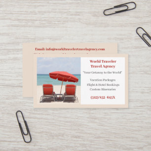 Sand Agent Travel Agency Red Beach Chairs Visitenkarte