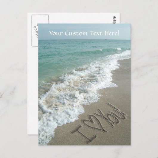 Sand am Strand, ich Liebe dir Postkarte (Vorne/Hinten)