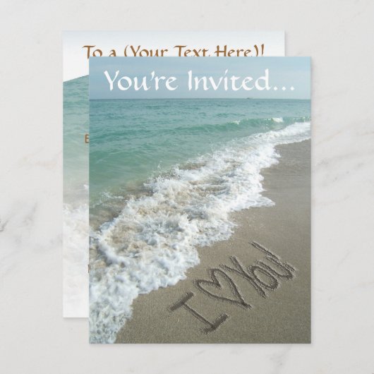 Sand am Strand, ich Liebe Sie Einladungen (Vorne/Hinten)