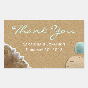 Sand and and Muscheln Beach Thema Hochzeit Vielen Rechteckiger Aufkleber