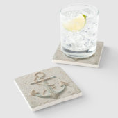 Sand and Aqua Coastal Anchor Art Steinuntersetzer (Seitenansicht)