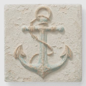 Sand and Aqua Coastal Anchor Art Steinuntersetzer (Vorderseite)