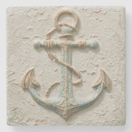 Sand and Aqua Coastal Anchor Art Steinuntersetzer