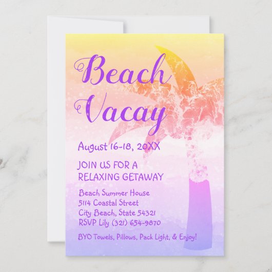 Sand and Sea Palm Beach Einladung (Vorderseite)