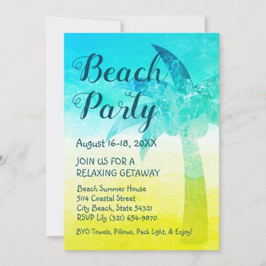 Sand and Sea Palm Beach Einladung (Vorderseite)