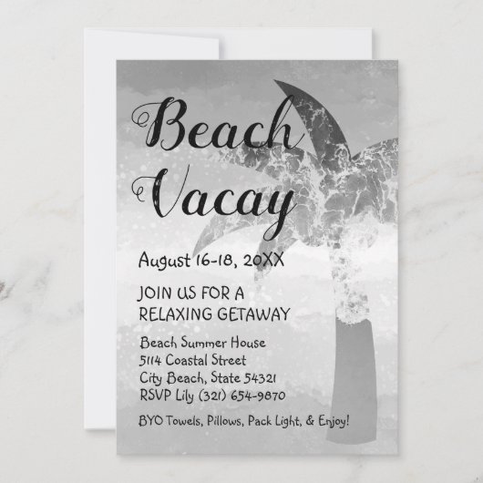 Sand and Sea Palm Tree Beach Einladung (Vorderseite)