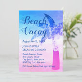 Sand and Sea Palm Tree Beach Einladung (Stehend Vorderseite)