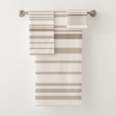 Sand and White Linen Stripes Badhandtuch Set (Insitu)
