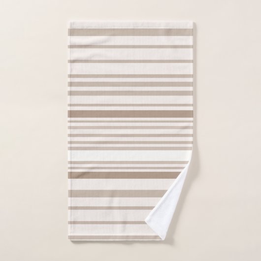Sand and White Linen Stripes Badhandtuch Set (Handtuch)