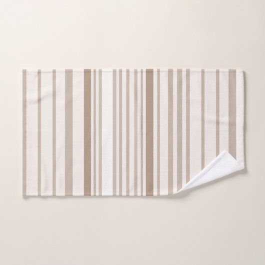  Sand and White Linen Stripes Badhandtuch Set (Handtuch)