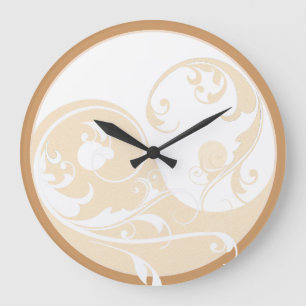 Sand and White Yin & Yang Große Wanduhr