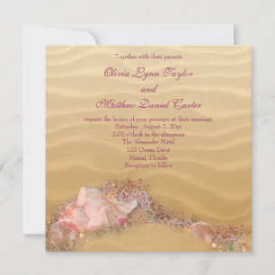Sand Beach Seashells Beach Wedding Einladung