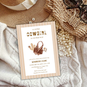 Sand Beige Boho Western Cactus Cowgirl Baby Shower Einladung