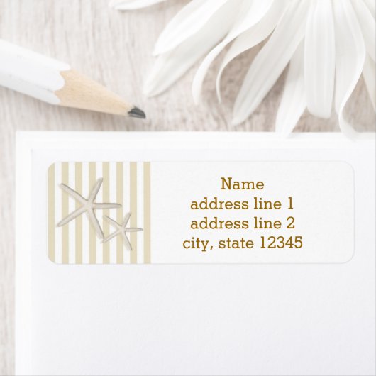 Sand Beige gestreiftes Strandstarflabel (Insitu)