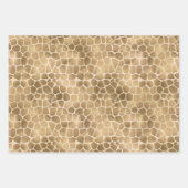 Sand Beige Gold Peach Glitzer Giraffe Print Geschenkpapier Set (Vorderseite)