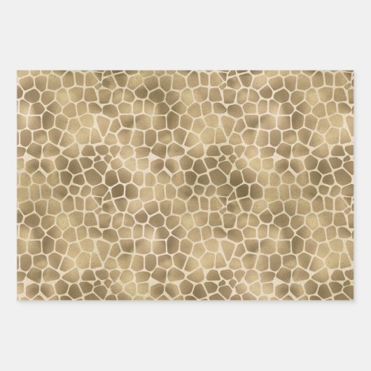 Sand Beige Gold Peach Glitzer Giraffe Print Geschenkpapier Set (Vorderseite)