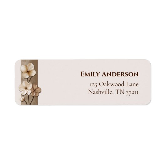 Sand Beige Hand Drawn Floral Botanical Return Ad (Vorne)