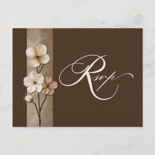 Sand Beige Hand Drawn Floral Botanical RSVP Postkarte (Vorderseite)
