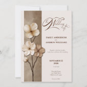 Sand Beige Hand Drawn Floral Botanical Wedding Einladung (Vorderseite)