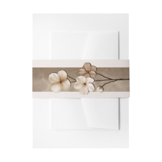 Sand Beige Hand Drawn Floral Botanical Wedding Einladungsbanderole (Vorderseite Beispiel)