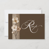 Sand Beige Hand Drawn Floral QR Code RSVP Karte (Vorderseite)