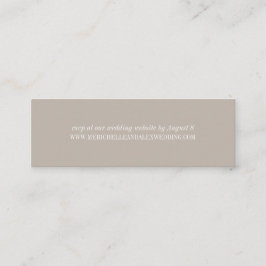 Sand Beige Minimalistisch Wedding Website RSVP Car Mini Visitenkarte