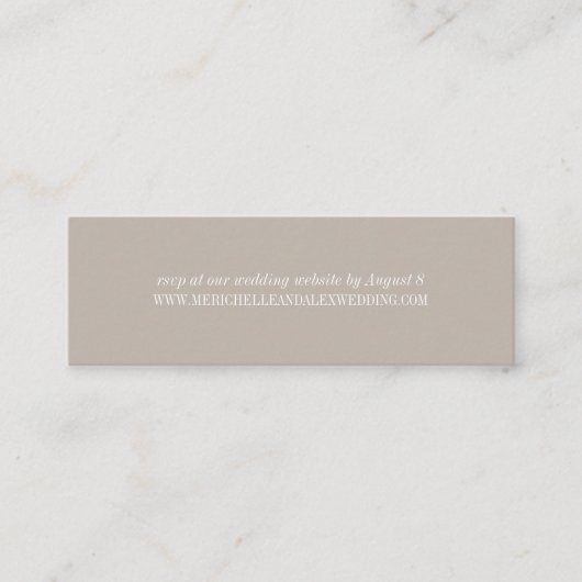 Sand Beige Minimalistisch Wedding Website RSVP Car Mini Visitenkarte (Vorderseite)