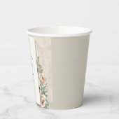 Sand-Beige-Sagegrüne Florale Hochzeit Pappbecher (Links)