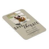 Sand Beige Save the Date Foto Wedding Magnet (Rechte Seite)
