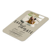 Sand Beige Save the Date Foto Wedding Magnet (Linke Seite)