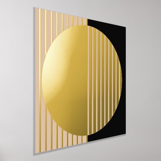 Sand Beige schwarze Streifen Kreise Fusion Art Gol Foliendrucke (Ablage )