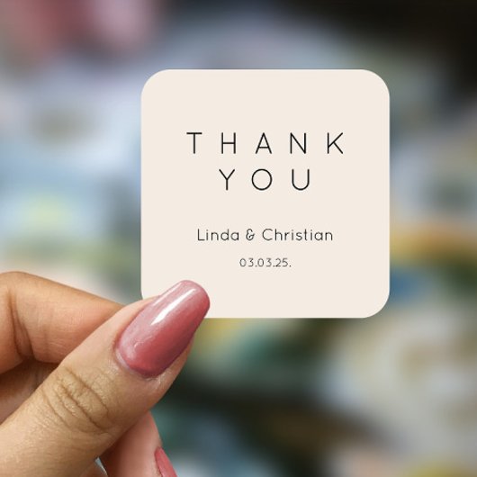 Sand Beige Wedding Quadratischer Aufkleber