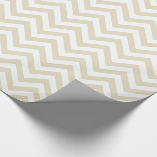 Sand Beige White Large Zickzack ZigZag Muster Geschenkpapier (Ecke)