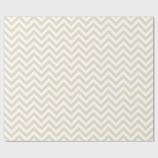 Sand Beige White Large Zickzack ZigZag Muster Geschenkpapier (Flach)
