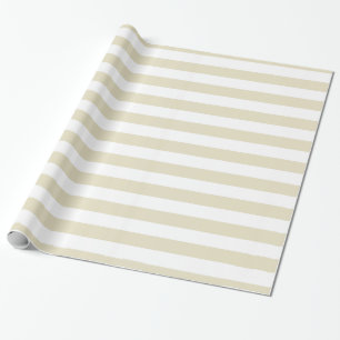 Sand Beige White XL Streifen Muster Geschenkpapier