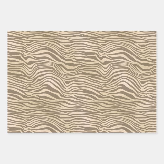 Sand Beige Zebra Print Geschenkpapier Set (Vorderseite)