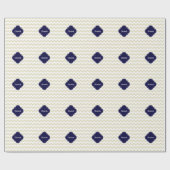 Sand Beige Zickzack Navy Quatrefolionmonogramm Geschenkpapier (Flach)