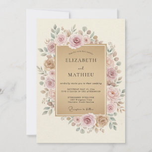 Sand-Blush-Hochzeit Einladung