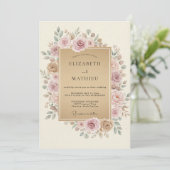 Sand-Blush-Hochzeit Einladung (Stehend Vorderseite)