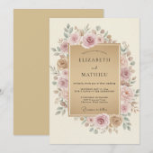 Sand-Blush-Hochzeit Einladung (Vorne/Hinten)