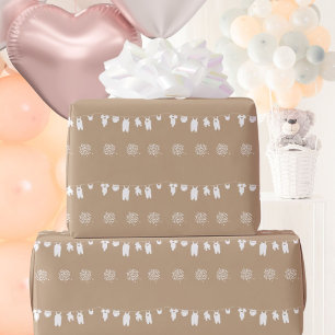 Sand Boho Minimalistische geschlechtsneutrale Baby Geschenkpapier