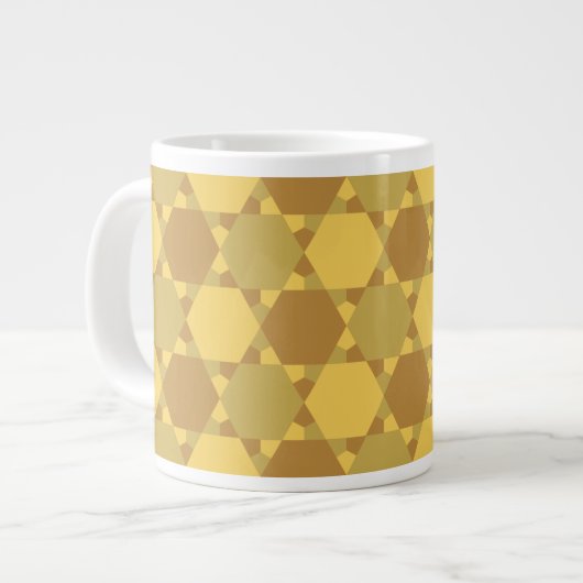 Sand Brown Star Optical Illusion Muster Jumbo-Tasse (Vorderseite Links)