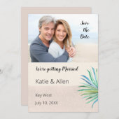 Sand Brush Stroke Beige Foto Save the Date (Vorne/Hinten)