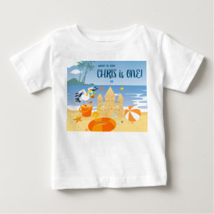 Sand Burg Beach Spaß Baby Geburtstagsparty T-shirt